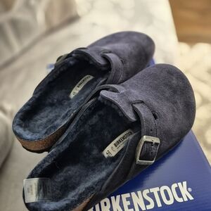 Birkenstock Navy Suede Clogs